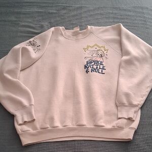 Retro White Graphic Sweatshirt - "Spike Rattle & Roll"